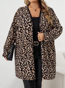 SHEIN CURVE+ 大码女士商务休闲时尚通勤度假工作办公室服装夹克，秋季秋冬夹克 - 紫色 - 查看 7