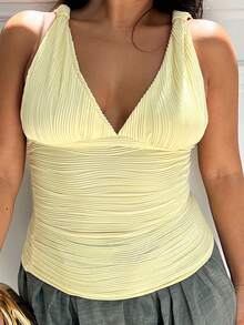 NegzBox 休闲浪漫度假纯色扭褶红色吊带背心圣诞节情人节新年