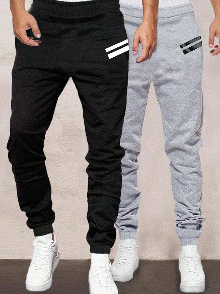 青少年男孩休闲舒适松紧腰宽松直筒纯色运动裤，适合学校、花园、海滩、生日、春季、夏季