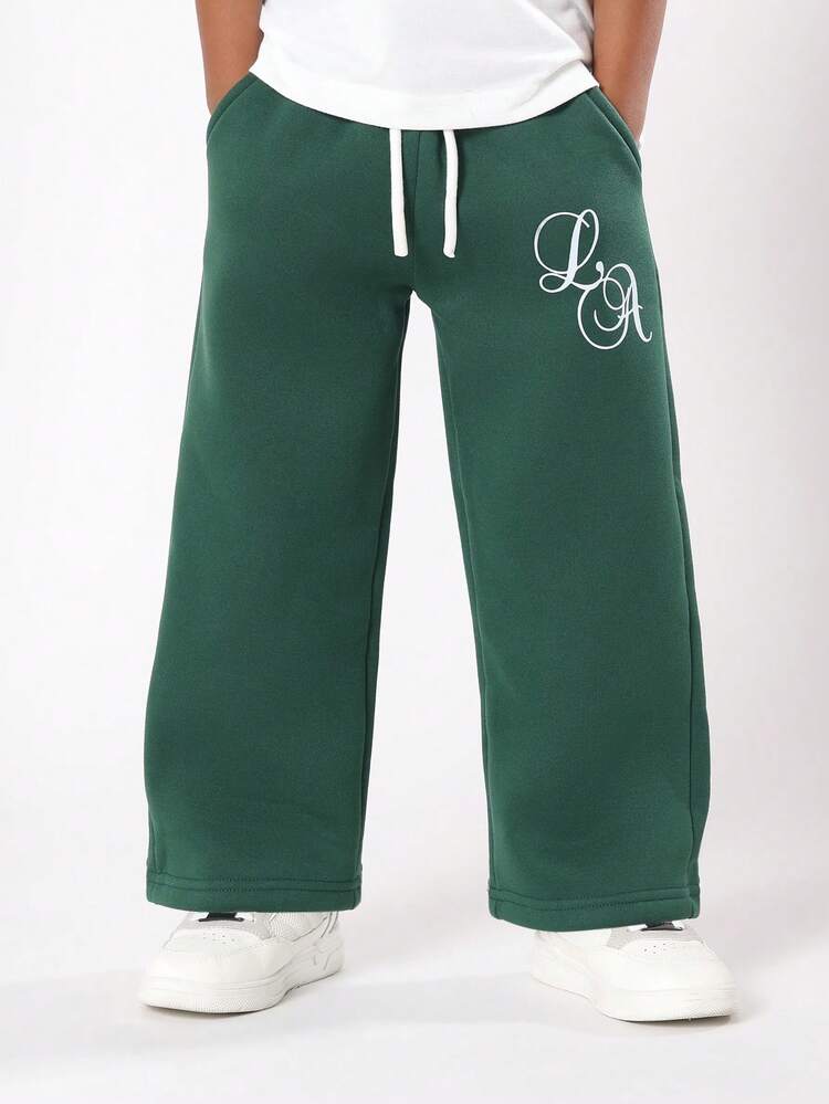 Calça de moletom de perna larga com design de logotipo escrito