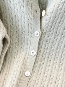 INAWLY Bộ 2 món áo hai dây đan xoắn và áo khoác cardigan thời trang nữ - Màu Khaki - Xem 3