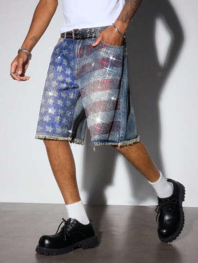 Street Life Short en jean ample et décontracté à jambes larges pour hommes