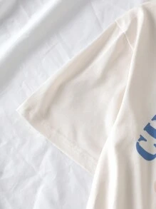 2 件套休闲可爱小狗印花短袖上衣和短裤家居服套装，适合 10 岁女孩，夏季返校时尚 - 杏色 - 查看 3