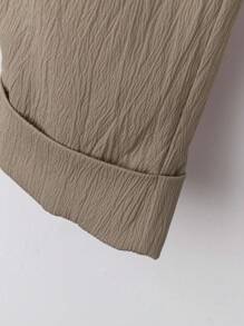 SHEIN PETITE CURVE 大码宽松休闲时尚女裤 - 咖啡棕 - 查看 5