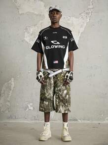 Manfinity ZONE917 Men's Street Style Patchwork Camouflage Color Block Loose Fit T-Shirt