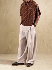 SUMWON Textured Terry Cloth Resort Polo Shirt Retro Checkerboard Pattern Classic Summer Golf Wear Casual Beach Pool Vacation Holiday Leisure Wear - Brown - View 4