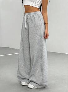 Sparklyn 青少年女孩宽松剑腿运动裤，灰色休闲百搭运动裤，适合舞蹈、学校、运动