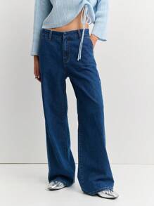 Nöista 经典蓝色阔腿牛仔裤，适合秋季女装和返校季穿着。这些休闲牛仔裤非常适合秋季，与您最喜欢的上衣完美搭配，打造永恒舒适的造型，让您想在任何地方穿着！ - 藍色 - 查看 10