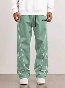 Manfinity Hypemode Loose Men's Star Pattern Side Striped Pants Men Oversized Pants Y2k Men Pants Streetwear Pants Men Pants With Stars Designer Sweatpants, 2000s Style - Green - View 7