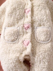 SHEIN 新生儿兔耳毛绒连体衣、长袖和裤子连体衣 - 白色 - 查看 6