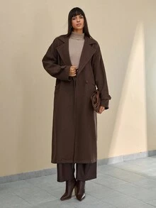 CLARA VERO 女士休闲时尚百搭长袖大衣，秋冬 - 駝色 - 查看 5