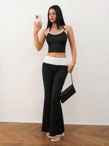 SHEIN Tall Neues Sommer-Design Kontrastfarben Träger-Top und Hosen Set, geeignet für Frühling/Sommer