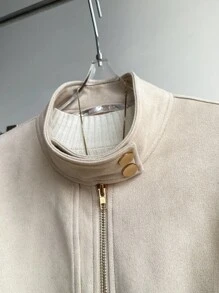 Firerie Plus Size Women's Cinched Waist A-Line Suede Fabric Beige Trench Coat, Loose Fit Midi Length Jacket; Suitable For Valentine's Day, Concerts, Performances, Dates, Formal Dinners, Galas, Weddings, Sexy, Elegant, Commute, Back To School, Romantic, Office Diva, Mermaid Style, Birthday Party/Slightly Elastic Waist Umbrella-Style Long-Sleeved Trench Coat Autumn Winter Clothes For Women