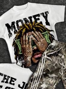 SHEIN Bolty 2pcs Tween Boy Crew Neck T-Shirt And Flared Pants Set With Leaf Pattern, Casual Summer Outfit Boys Hip Hop Clothing Boys Outfit Sets Money Outfit Tween Street Wear Set Drippy Outfits Boy - Multicolor - View 4