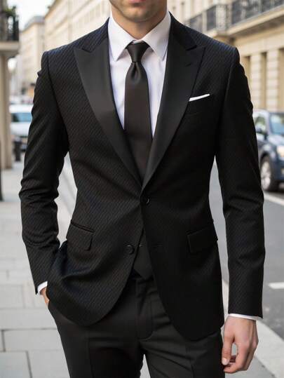 Calvornis 男士商务通勤条纹西装外套