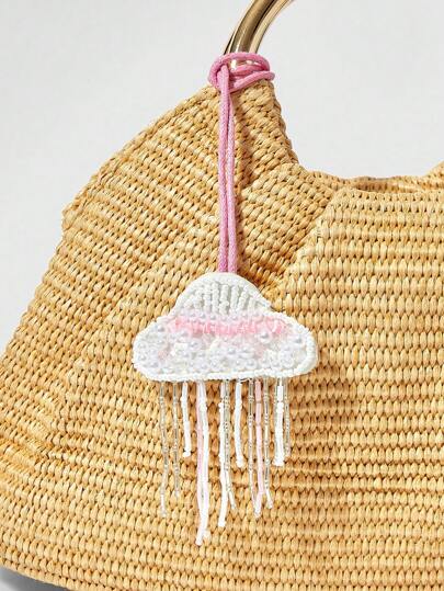 Fairycore 1 pieza Accesorio de bolso hecho a mano con cuentas, lentejuelas y perlas, con estilo oceánico