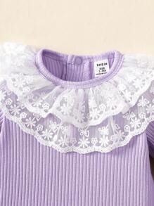 SHEIN Newborn Baby Girl 5-Piece Soft Cotton Outfit Set, Includes Bodysuit, Hat, Socks, Bib, Swaddle Blanket, Suitable For Summer, Gift Set For Newborn, Infant, Shower, Coming Home Purple Newborn Girl Clothes Purple Baby Swaddle Newborn Girl Outfit Set Baby Girl Lace Romper Baby Girl Coming Home Outfit Fall Winter - Purple - View 6