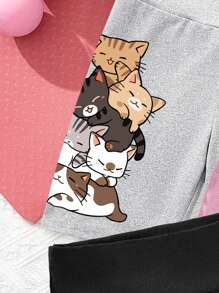 SHEIN 3pcs Tween Girl Casual Minimalist Mid-Length Leggings, Suitable For Spring & Summer, School, Campus, College - Multicolor - View 4