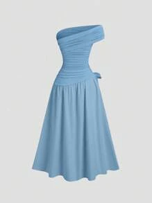 Sweetra 女士优雅不对称下摆长裙，粉色，夏季