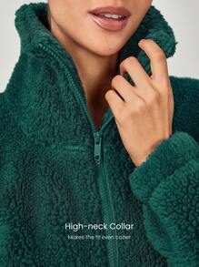 GLOWMODE 舒适厚实摇粒绒柔软保暖宽松超高领弹力下摆夹克带侧袋日常休闲冬季