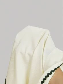 SHEIN MOD Áo kiểu tay ngắn cổ thêu đơn giản, cài nút phía trước, cỡ lớn cho nữ, áo mùa hè, áo đi biển, áo đi chơi cho nữ, lễ hội Rave, áo đi nghỉ, áo thường ngày, áo phong cách Boho - Nhiều màu - Xem 5