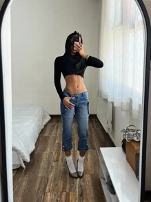 StreetHx 低腰牛仔七分裤，带口袋 - 中等水洗藍 - 查看 6