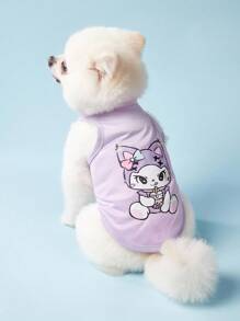 PETSIN 2pc Pet Universal Purple Cat Cute Cartoon Print Fashionable, Casual, Comfortable, Breathable Dog Vest - Multicolor - View 2