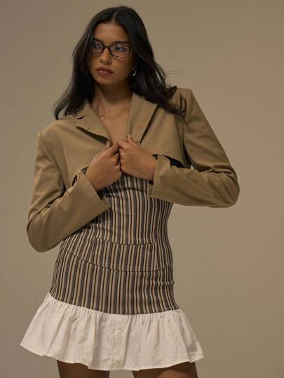 MUSERA Extreme Cropped Woven Blazer Elegant Professional Business Casual Vacation Winter Work Office Old Money Date Night Going Out Back To School Wedding Guest Suit Tailored Cute Farmhouse Country Vintage Capsule Wardrobe