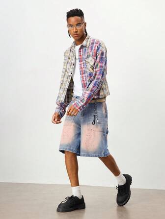 Street Life Shorts en jean délavé ample pour hommes