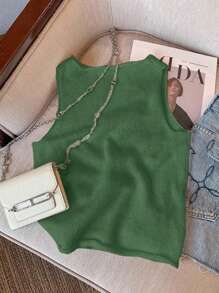 SHEIN Frenchy Áo len cổ tròn họa tiết hoa giản dị dành cho nữ mùa thu/đông - màu xanh lá - Xem 8