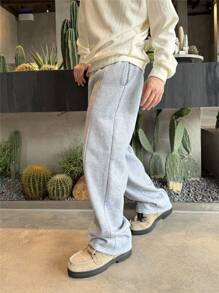 Teens Boys' Casual Comfortable Versatile Loose Wide Leg Straight Sweatpants Fall Winter - Grey - View 1