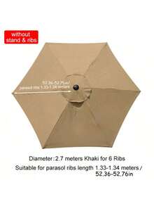 SHEIN 罗马伞、沙滩伞、太阳伞替换伞布一件装（不含伞架）。请参考图片尺寸购买。 - 卡其色 - 查看 5