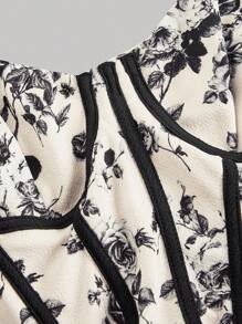 SHEIN MOD Váy dây mảnh họa tiết hoa thanh lịch dành cho nữ - Màu be - Xem 3