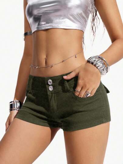 Jeanoix EZwear Women's Fashion Elastic Denim Shorts With Pockets Y2k Black Jean Shorts Women