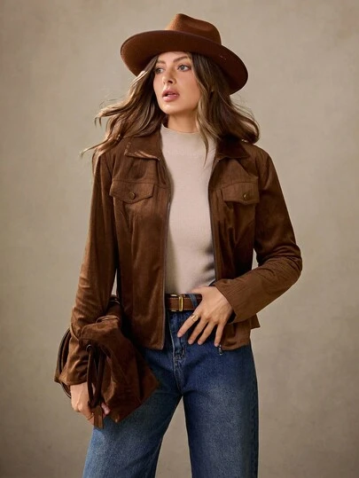 Wildy Fall Coats Winter Coats Western Wear Women Women's Winter Coat Long Sleeve Zip-Up Casual Jacket Brown Jacket For Women Going Out Outfits Fall Women Clothes Old Money Style Women Women Western Clothing Chic Autumn Women S Western Clothing Brown Blouses For Women Cowboy Jacket Women Casual Retro PU Faux Suede Lapel Waist Jacket Suede Blazer Bron Jacket, Fall Outfits Women. Fall Women Clothes, Teacher Outfits For Women, Going Out Outfits Chic Autumn Western Shirts For Women Cowboy Shirts For Women