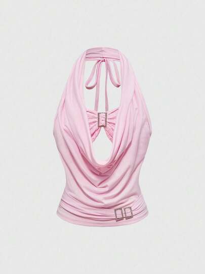 J-Fashion Y2K Retro geraffte Taille tiefem Ausschnitt 2 in 1 Damen Top