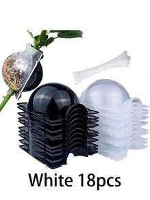 6pcs/12pcs/18pcsReusable Plant Rooting Device, Air Layering Pods, Plant Rooting Grow Box, High Pressure Propagation Ball Grafting Device Botany Root Controller Garden Plant Rooter Box, (Black/White), 2inch
