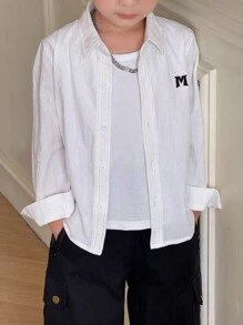 SHEIN 男童休闲米色前开衬衫 - 白色 - 查看 7