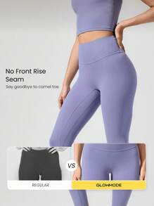 GLOWMODE 26英寸FeatherFit™ 保持经典无缝高腰粘合舒适后袋紧身裤低冲击瑜伽工作室日常穿着 - Mauve Mist - 查看 3