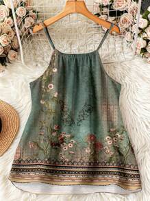 EMERY ROSE Blusa de verano bohemia de talla grande para el Día de la Madre, con elegante estampado floral retro, apropiada para salir