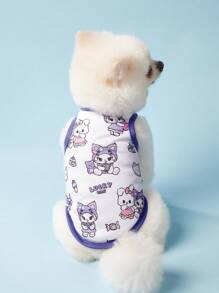 PETSIN 2pc Pet Universal Purple Cat Cute Cartoon Print Fashionable, Casual, Comfortable, Breathable Dog Vest - Multicolor - View 3