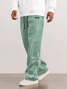 Manfinity Hypemode Loose Men's Star Pattern Side Striped Pants Men Oversized Pants Y2k Men Pants Streetwear Pants Men Pants With Stars Designer Sweatpants, 2000s Style - Green - View 6