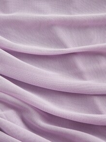 SHEIN MOD Váy dài vừa vặn vai bất đối xứng có khóa kim loại trang trí cho nữ - Màu Lilac Tím - Xem 4