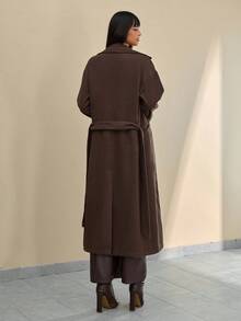 CLARA VERO 女士休闲时尚百搭长袖大衣，秋冬 - 駝色 - 查看 2