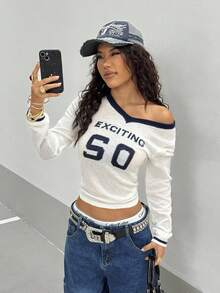 StreetHx Retro American College Style Letter Knit Sweater Fall Winter Cloth For Women - Multicolor - View 3