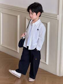 SHEIN 男童休闲米色前开衬衫 - 白色 - 查看 3