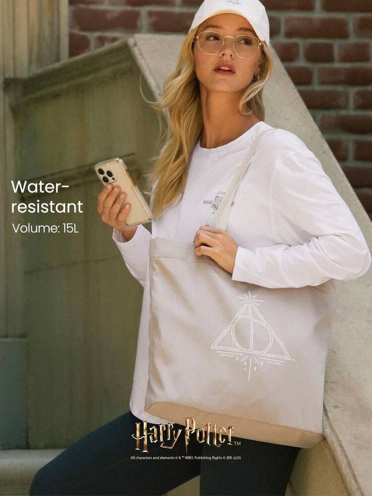 Sac fourre-tout graphique Harry Potter à double poignée, poche zippée et résistant à l'eau, pour la gym, le quotidien et les sorties décontractées