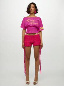 SUMWON WOMEN Camiseta corta de fútbol con hombros descubiertos, cintura fruncida, para verano, festivales, conciertos, redes sociales, bajo con volantes, uso casual, para vacaciones y fiestas