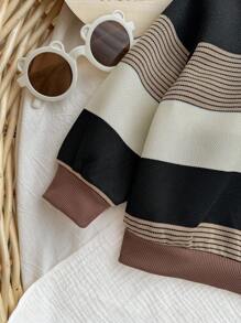 Baby Boy Cute Striped Cartoon Pattern Hooded Sweatshirt, Versatile For Autumn/Winter Fall - Multicolor - View 6