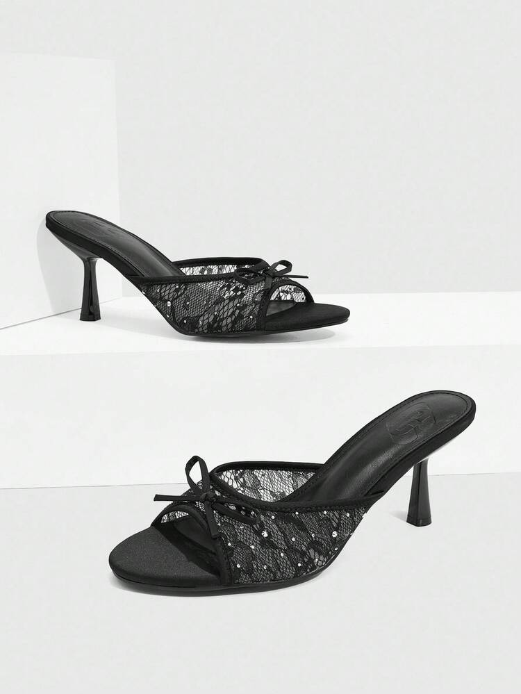 CUCCOO SZL Sandalias de tacón alto con malla de cristal elegantes de moda para mujer